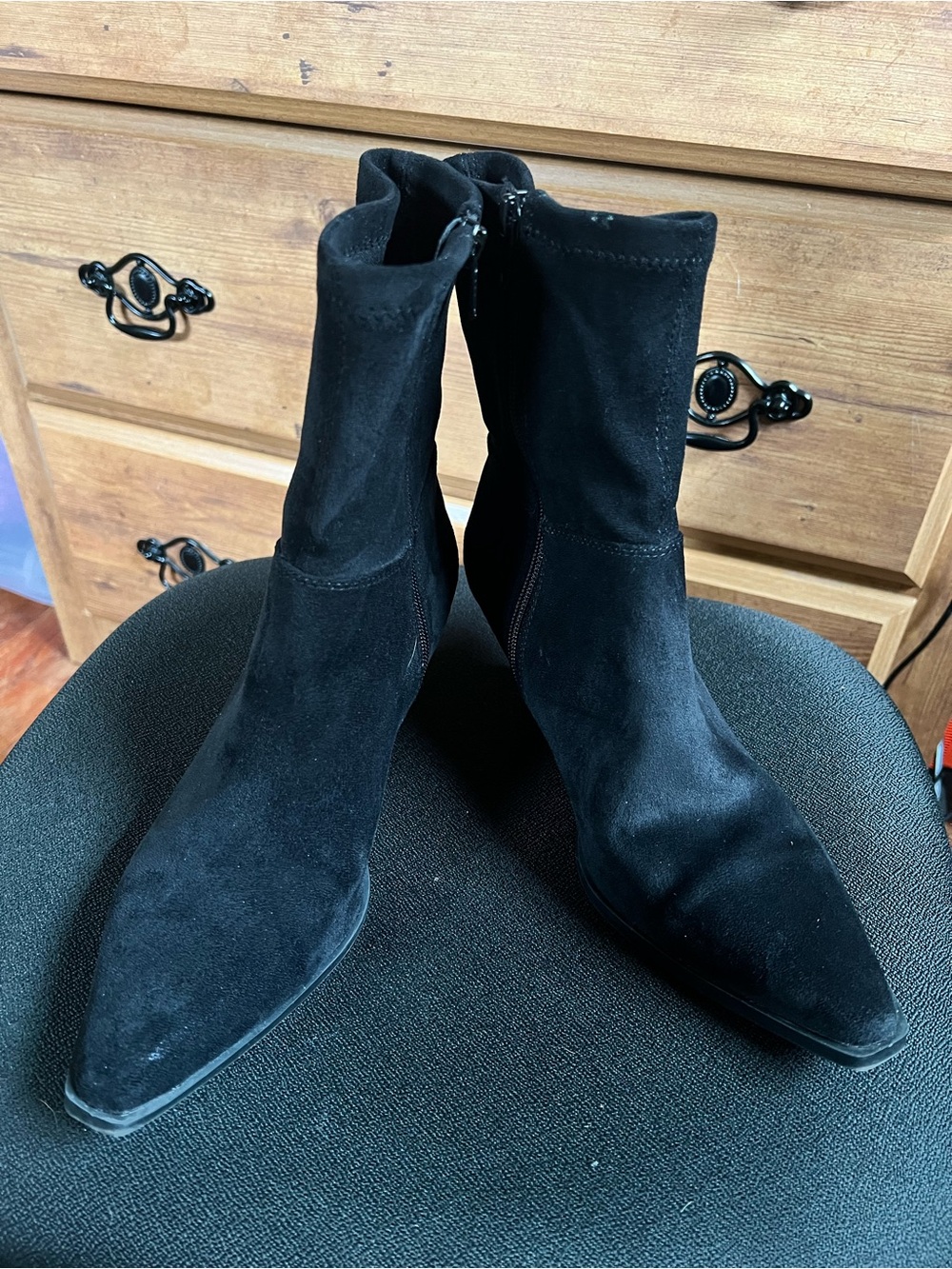 Ophelia Roe Black Suede Ankle Bootie